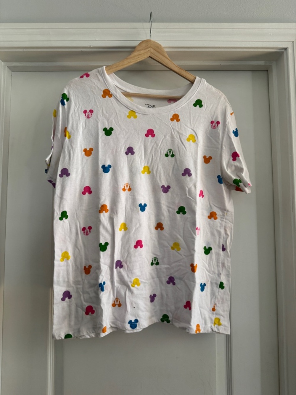 Disney White Tee with Rainbow Mickey Heads